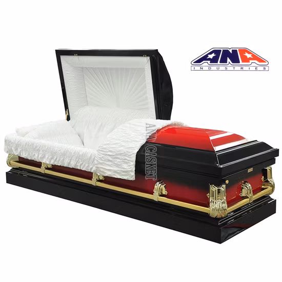 Suministros funerarios de ataúd de acero de calibre 18 de metal de gran tamaño estilo americano Ana de China